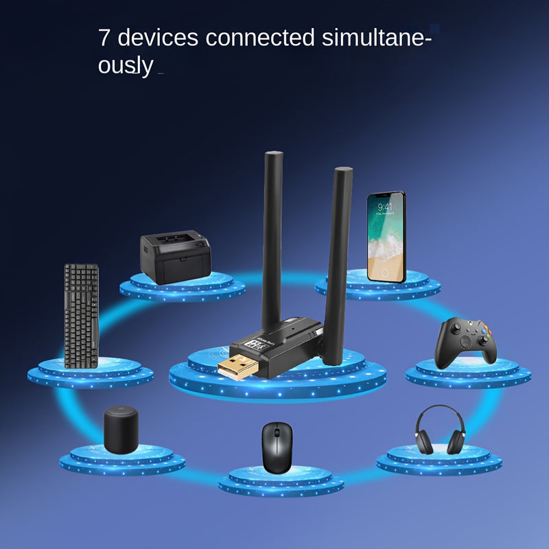Adaptador inalámbrico 5.4, receptor y transmisor USB, compatible con Windows 8.1/10/11, sin controlador, enchufa y juega. Compatible con versiones 5.3/5.1/5.0/4.0/3.0BT. Ideal para altavoces, auriculares, teclados, ratones, teléfonos móviles, tabletas y