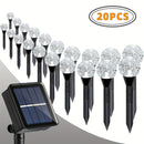 20 Piezas de Luces Solares de Bola de Cristal para Exteriores, 18.7 Pies/5.8m IPX4 con 8 Modos de Iluminación y Sensor de Luz Encendido/Apagado, para Jardín, Patio, Camino y Paisajismo