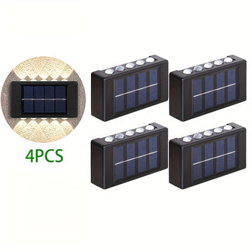 Luces de Pared Solares Nórdicas con Viento, Actualización de 6 LED a 10 LED, Iluminación Exterior Luz Blanca Cálida para Patio y Villa, Luces Decorativas Fáciles de Instalar en Jardín, Porche, Cerca y Terraza