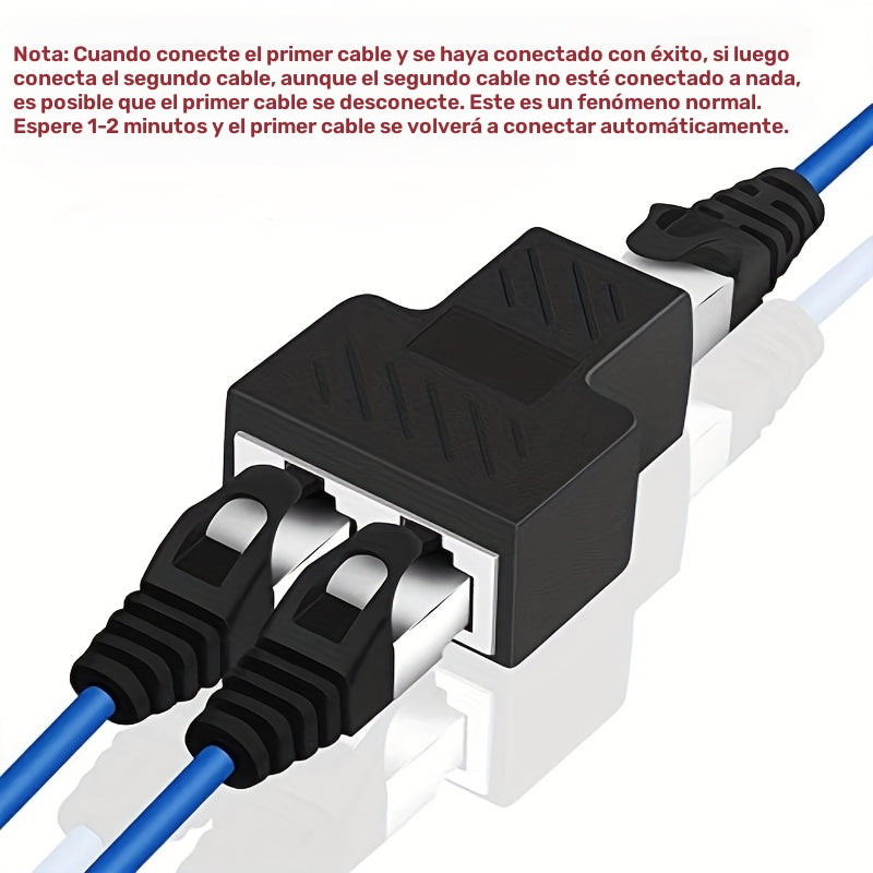 Adaptador Divisor RJ45, Conector de Red USB 1 a 2 Doble Enchufe Ethernet LAN 8P8C Cable Extensor para Cat5, Cat5e, Cat6, Cat7