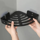 2 piezas de estantes de ducha de esquina adhesivos sin taladrar - Organizador de pared para champú, jabón y artículos de tocador, estante de almacenamiento de baño que ahorra espacio con acabado negro elegante, soporte de artículos de tocador, estética m