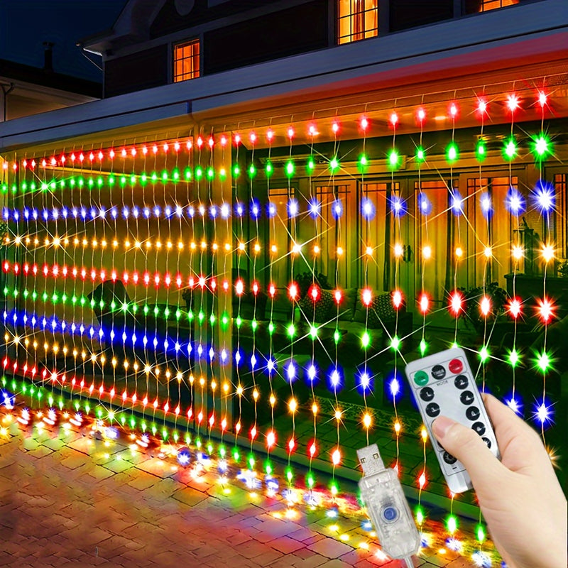 100/200/300/600 LED Luces de cuerda contemporáneas alimentadas por USB, Cortina de luces multicolor/blanco para interior/exterior, Navidad, boda, fiesta, cumpleaños, decoraciones de vacaciones, Sin plumas, ≤36V