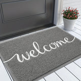 1pc Alfombra de bienvenida estilo granja, material de PVC, solo lavado a mano, respaldo antideslizante, uso en interiores/exteriores, alfombra rectangular para entrada de casa, porche, patio - Gris