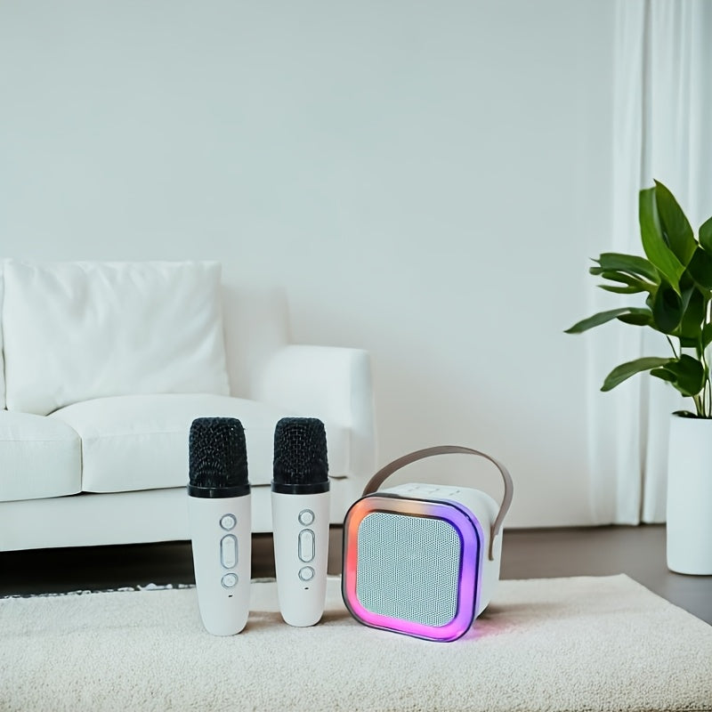 Micrófono inalámbrico con altavoz incorporado - Carga USB-C, rango dinámico de 5 niveles, 4 modos de sonido y 4 efectos, diseño compacto para streaming, podcasting, reuniones de voz, grabación de voz, equipo de audio para reuniones, diseño moderno de mic