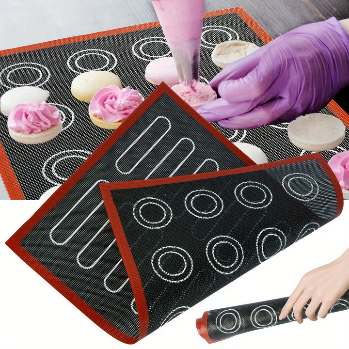 1pc Alfombrilla de silicona perforada para hornear, bandeja antiadherente para horno, herramientas para hornear al aire libre, accesorios de cocina, almohadilla para macarrones para galletas y pasteles.