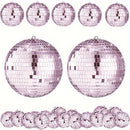 15 piezas de esferas de espejo de disco de vidrio rosa brillante, 8.0/5.99/3.99/3.0 pulgadas, decorativas y colgantes, adecuadas para el hogar, la habitación, Navidad y decoración de vacaciones.