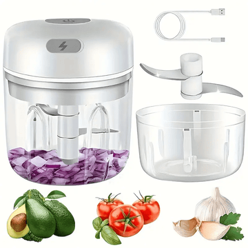 Picadora de Alimentos Mini Recargable USB - Herramienta de Cocina Portátil y Fácil de Limpiar en Acero Inoxidable, Ideal para Ajo, Frutos Secos, Verduras y Frutas - Triturador Potente de 250ml/8.45oz con Batería de Litio, Perfecto para Hogar, Escuela, Ex