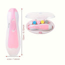 Kit eléctrico de cortaúñas 6 en 1 para adolescentes, rosa y azul - con luz LED, 6 almohadillas de lijado y lima de uñas, para embellecer uñas de manos y pies de forma segura y fácil, desde la adolescencia hasta la adultez - Accesorios para uñas