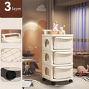 Carrito de Almacenamiento Rodante ZHOHO TANT de 3 Niveles con Ruedas - Organizador de Plástico Beige para Juguetes de Niños, Snacks y Esenciales de la Sala de Estar, Almacenamiento de Juguetes