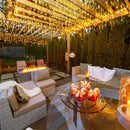 Luces de cascada con energía solar AMill - 59.98 metros x 7.19 metros, 216 luces LED, 8 modos con control remoto, perfectas para jardín, balcón, decoración de cumpleaños y bodas