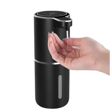 Dispensador de jabón inteligente con sensor automático sin contacto, capacidad de 380ml, flujo ajustable en 4 niveles, pantalla de energía eléctrica, líquido reemplazable libremente, carga rápida USB