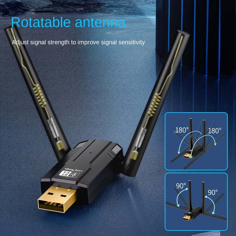 Adaptador inalámbrico 5.4, receptor y transmisor USB, compatible con Windows 8.1/10/11, sin controlador, enchufa y juega. Compatible con versiones 5.3/5.1/5.0/4.0/3.0BT. Ideal para altavoces, auriculares, teclados, ratones, teléfonos móviles, tabletas y