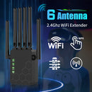Amplificador y retransmisor de WiFi de 6 antenas - 2,4 GHz de alta velocidad inalámbrica, señal potente, modo dual con modo de seguridad WPS, alta penetración para hogar, oficina, cafetería, centro comercial - enchufe de EE. UU., extensor de WiFi para ho