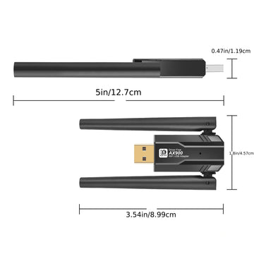 Adaptador de Tarjeta WiFi 6 de 900Mbps, Adaptador de Red USB AX900 WiFi 6, Doble Banda 2.4G y 5G, Adaptador sin varillas 802.11ax 900Mbps Compatible con Portátiles y PCs de Escritorio para Windows 7/8/10/11