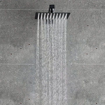Cabezal de ducha metálico de 10 pulgadas con jets corporales, sistema de ducha de lluvia rectangular montado en la pared, estilo de hotel empotrado en el techo para spa de baño