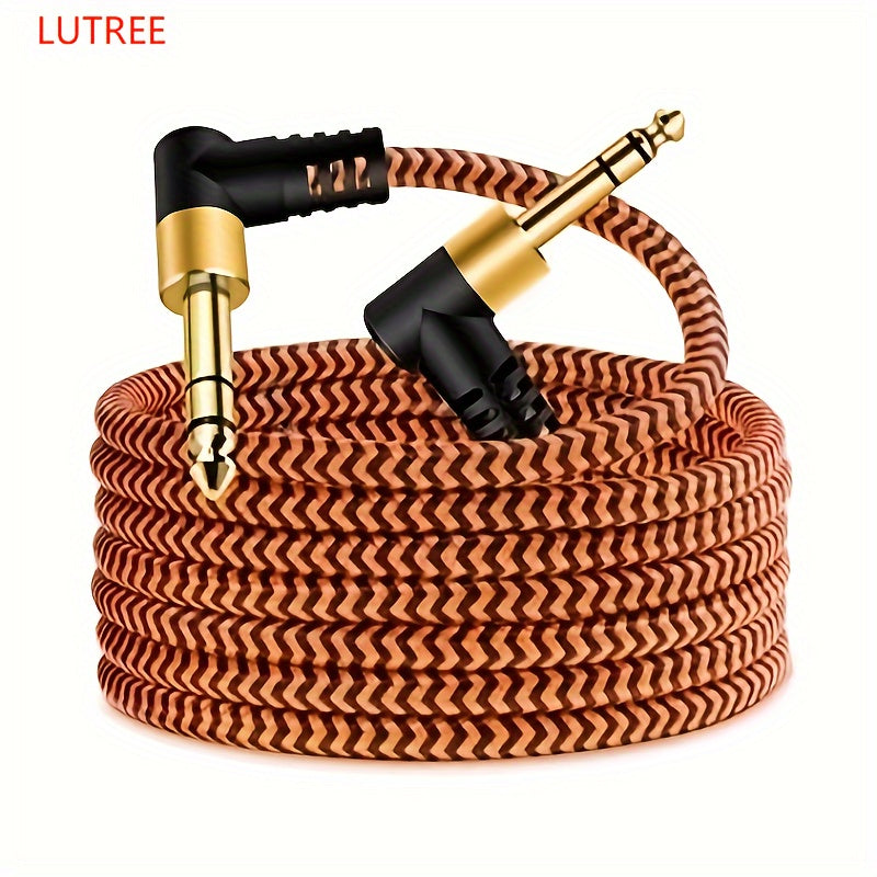 Cable de audio LUTREE6.5 macho a macho TRS para amplificador de potencia equilibrado de dos canales. Cable de conexión de audio en ángulo doble extremo universal Eid Al-Adha Mubarak.