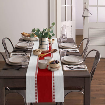 1 Pieza, Camino De Mesa Rojo, Camino De Mesa A Rayas De Granja, Antideslizante, Bufandas De Tocador, Camino De Mesa Decorativo, Para Cocina, Comedor, Mesa De Centro, Vacaciones, Fiesta, Boda