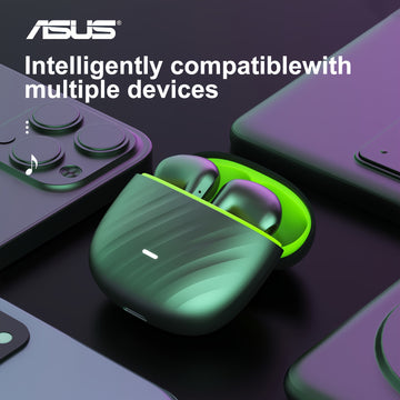 Auriculares inalámbricos Asus con micrófono, larga duración de batería y estuche de carga, ideales para juegos y música, de inserción