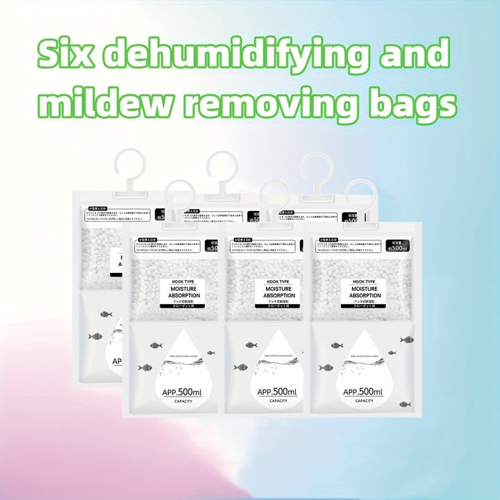 1/3/6 Bolsas de deshumidificador de material nuevo mejorado, deshumidificadores colgantes para dormitorios interiores y armarios para prevenir la humedad.