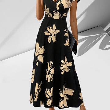 Vestido con escote en V profundo y corte en la cintura
