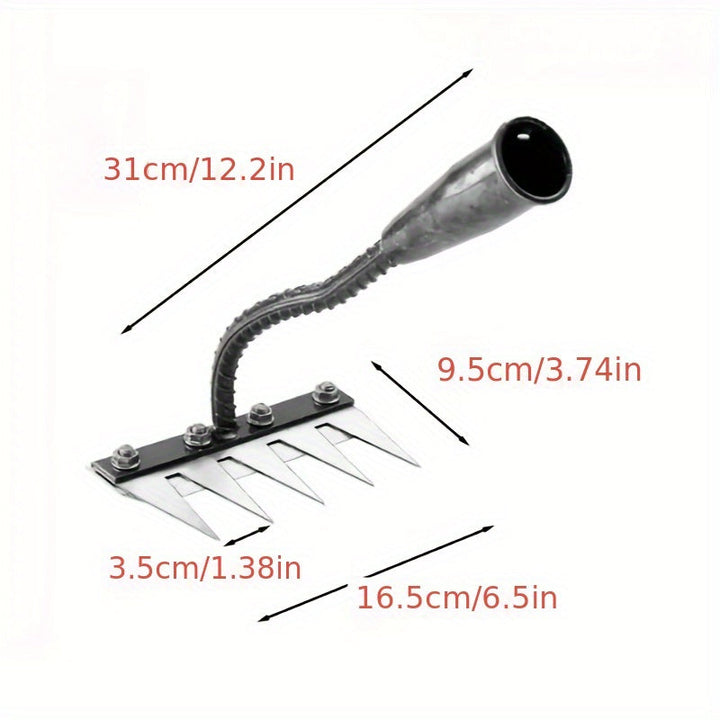 Rastrillo de jardín de acero al carbono de alta resistencia - Aerador manual de suelo y césped, diseño de horquilla de 360°, estructura metálica duradera, ideal para jardinería y ventilación de suelo, herramienta de jardín | Construcción sólida | Rastril