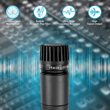 3-Pack Heikuding Micrófono Dinámico Portátil, Estilo SM57, Patrón de Polaridad Unidireccional, Diafragma Pequeño, Metal, Conector XLR, No alimentado, con Clip y Soporte, No requiere Batería