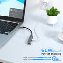 Adaptador USB C a Ethernet con Puerto de Carga [60W], Thunderbolt 3 y LAN Gigabit (1000Mbps) - Compatible con MacBook Pro/Air, iPhone 15, iPad, Dell XPS, Chromebook, Google TV, Conexión Versátil, Acabado Metálico Elegante, Diseño Compacto, Alta Velocidad