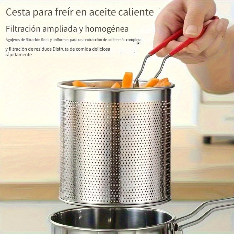Freidora de Acero Inoxidable Resistente con Filtro Integrado - Freidora Comercial y Doméstica, Tapa de Gran Apertura, Diseño Fácil de Limpiar - Sin Necesidad de Electricidad, Ideal para Papas Fritas, Pollo, Pescado - Aparato Compacto que Ahorra Espacio e