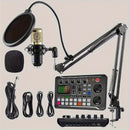 Set profesional de mezcladora de audio F998, estudio de podcast integrado, incluye micrófono condensador de alta calidad con soporte, alimentación dual USB/batería, compatible con PC, laptop y smartphone para grabación de juegos, transmisión en vivo y ex