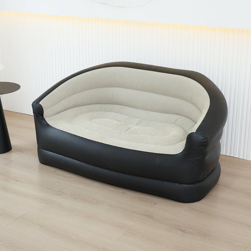 Sofá inflable doble con bomba de pie, nuevo sofá inflable de felpa para todas las estaciones, diseño portátil para una relajación fácil.