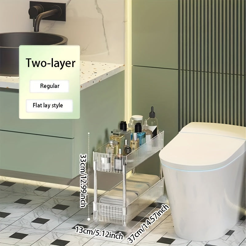 Carrito de Almacenamiento Rodante Versátil de 1 Pieza - Plástico Transparente y Acero Inoxidable, Organizador Multinivel con Ruedas para Cocina, Baño y Lavabo - Diseño Elegante de Almacenamiento Abierto, No Necesita Energía, Organizadores y Almacenamient