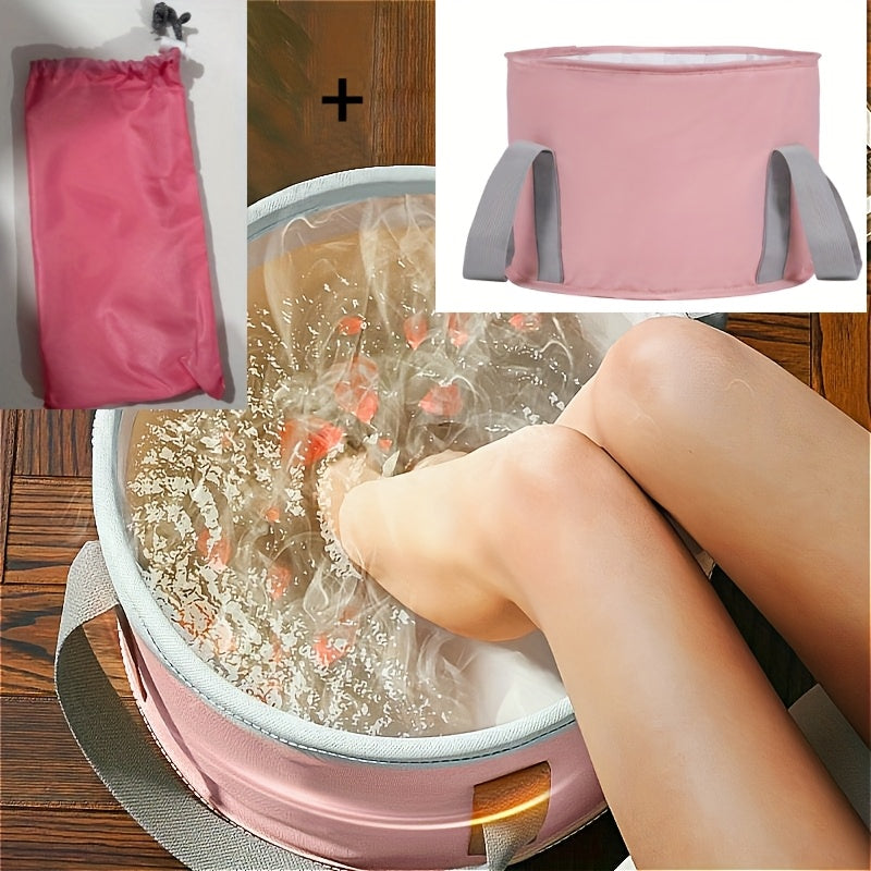 Baño de piernas plegable portátil de 12 pulgadas (30,48 cm) con mango ergonómico, no requiere electricidad, no tóxico ni libre de formaldehído, diseño rosa gris, adecuado para el hogar, dormitorio y relajación en viajes, adecuado para regalos de vacacion