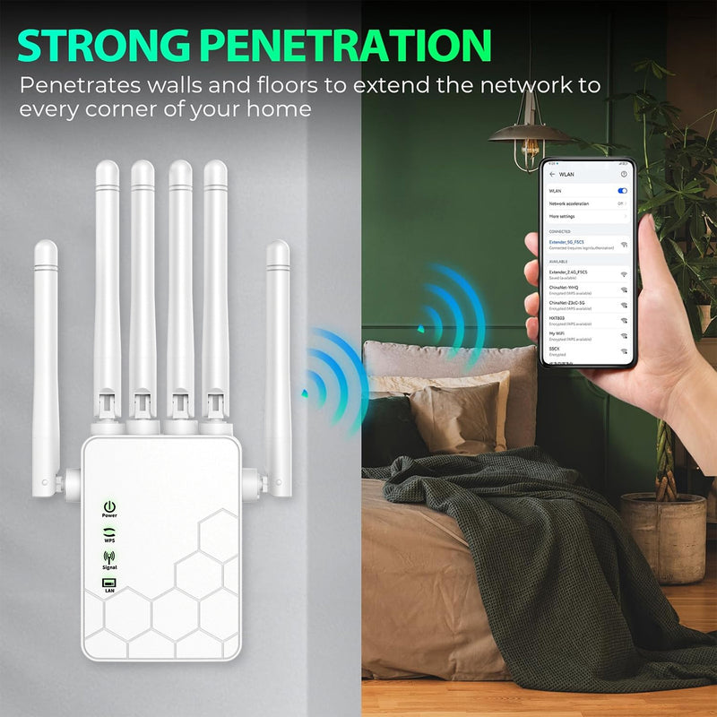 Amplificador/Extensor de Wifi OEKE, admite hasta 25 dispositivos, brindando una cobertura más amplia que nunca. Reforza el señal Wifi en casa | Repetidor de Wifi para mejorar Internet.