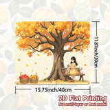 1pc Cubierta para Estufa - Árbol de Otoño con Niña, Hojas Naranja-Amarillas, Protector Resistente a Arañazos y Calor, Compatible con Cocinas Eléctricas/Gas, Alfombra Decorativa Fácil de Limpiar para Hogares Modernos, Diseño 2D Plano