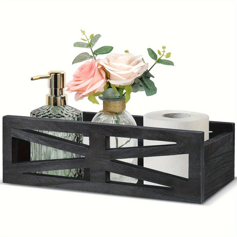 Caja de Almacenamiento de Madera Versátil - Impermeable, Organizador Multiusos para Esenciales de Baño & Decoración de Aromaterapia, Ganchos de Utilidad