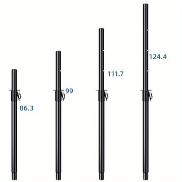 Poste de Altavoz Metálico Ajustable en Altura con Varilla Roscada M20 y Conector Jack de 35mm - Extensores Negros Resistentes para Subwoofers, Montaje Fácil para Sonido En Vivo y Actuaciones Escénicas