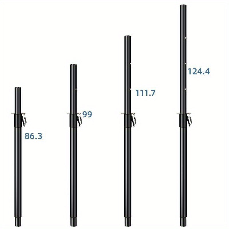 Poste de Altavoz Metálico Ajustable en Altura con Varilla Roscada M20 y Conector Jack de 35mm - Extensores Negros Resistentes para Subwoofers, Montaje Fácil para Sonido En Vivo y Actuaciones Escénicas