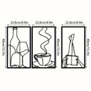 Decoración de pared minimalista de tres piezas para libros metálicos, decoración de pared minimalista para amantes del café, regalo de inauguración