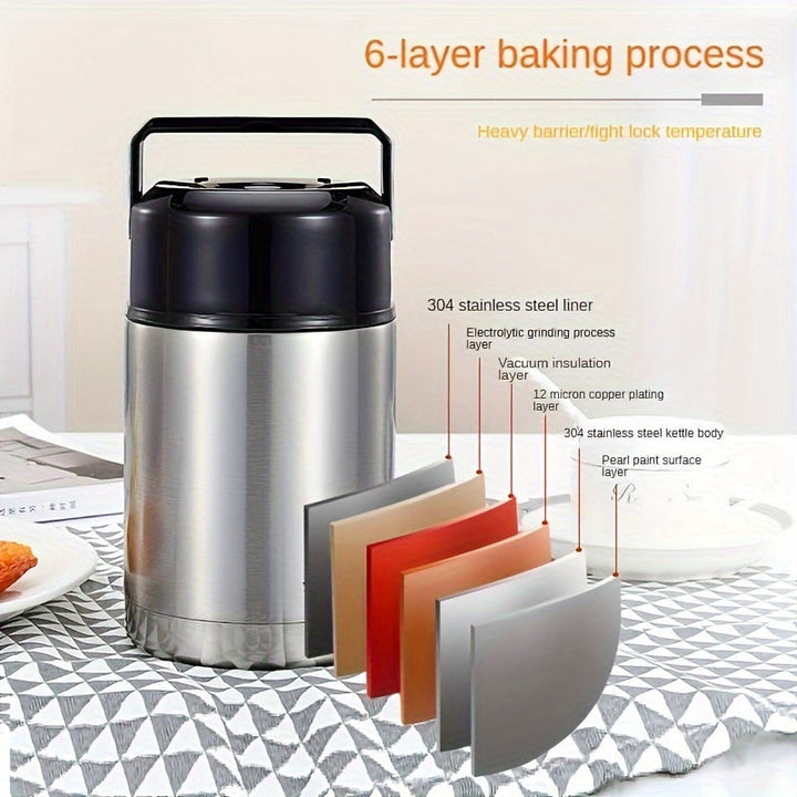1 Unidad, Recipiente Térmico Aislado Para Alimentos, 35.2oz/28.16oz, Recipiente Cilíndrico De Acero Inoxidable Para Almuerzo, Fiambrera Térmica, Para Sopa, Gachas, Ensalada Y Más, Para La Escuela Y La Oficina, Accesorios De Cocina, Accesorios De Viaje