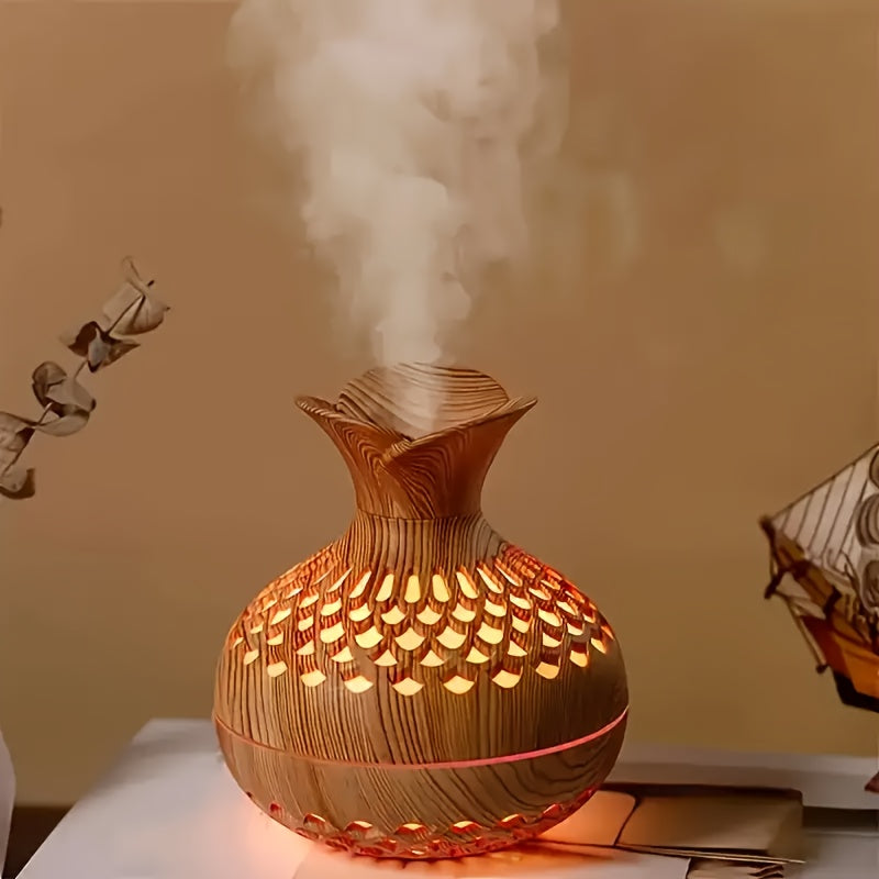 Difusor de aromaterapia de gran capacidad con diseño en madera real, alimentado por USB, iluminación suave para mejorar la calidad del aire, ideal para sala y dormitorio