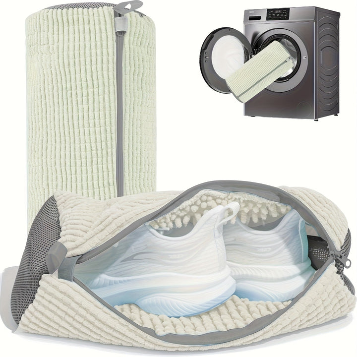 Bolsa para lavar zapatos en lavadora, limpieza profunda 360°, bolsa reutilizable para lavadora y secadora, protege tenis y zapatos deportivos, evita manchas, tamaño 39 cm x 19 cm, cierre invisible duradero, protección completa para zapatos y lavadora, ju
