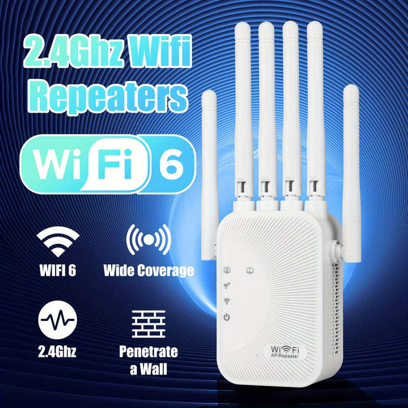 Momotor - Amplificador de Señal WIFI 2525WIFISignal Extender - 2.4GHz - Refuerzo de Señal WIFI - Banda Alta Velocidad, Compatible con WIFI-6, Potente con 6 Antenas - Ideal para Hogar, Centros Comerciales y Cafeterías
