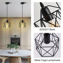 Lámpara colgante de estilo industrial E27 con base de tornillo negro - Candelabro de hierro rústico con diseño geométrico para cocina, bar, comedor y escalera, montaje semi-inclinado, cableado duro, 110-240V, no incluye bombilla, iluminación de cocina |