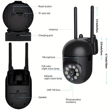 2/4 Paquetes de cámaras inalámbricas de seguridad para el hogar - Video Full HD 1080P, 2, 4G, alcance largo de WiFi, visión nocturna, monitoreo remoto APP, intercomunicador de voz bidireccional, detección de movimiento, alarma en tiempo real, adecuado pa