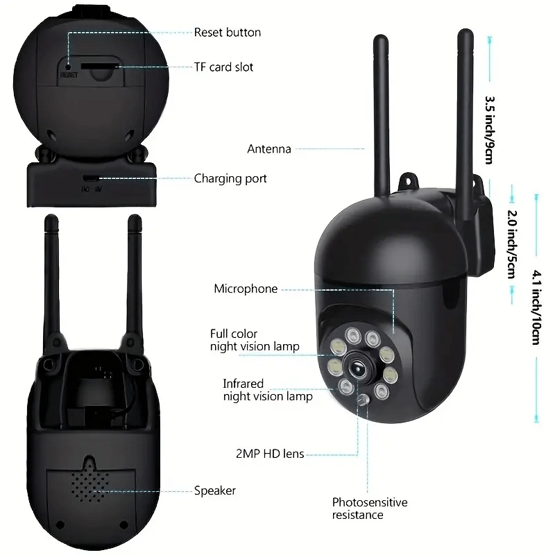2/4 Paquetes de cámaras inalámbricas de seguridad para el hogar - Video Full HD 1080P, 2, 4G, alcance largo de WiFi, visión nocturna, monitoreo remoto APP, intercomunicador de voz bidireccional, detección de movimiento, alarma en tiempo real, adecuado pa