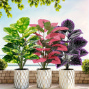 3 Hermosas Plantas Artificiales, Juego de 3 Piezas - Macetas Realistas de Plástico para Decoración de Selva Tropical, Ideal para Hogar, Jardín, Bodas, Terraza Exterior y Primavera/Verano, Uso en Interiores/Exteriores o Diversos Ambientes