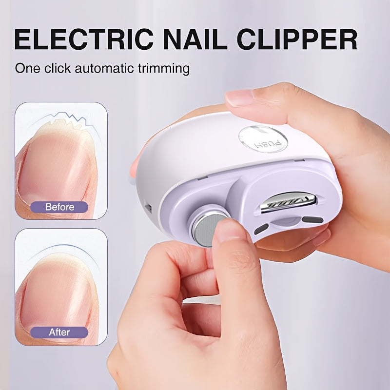 Juego de Cortaúñas Eléctrico Multifunción, Ideal para Manicura y Pedicura, Carga Rápida con Anti-Atascos, Iluminación y Funciones de Pulido, Batería Larga Duradera, Portátil, Regalo para Hombres y Mujeres