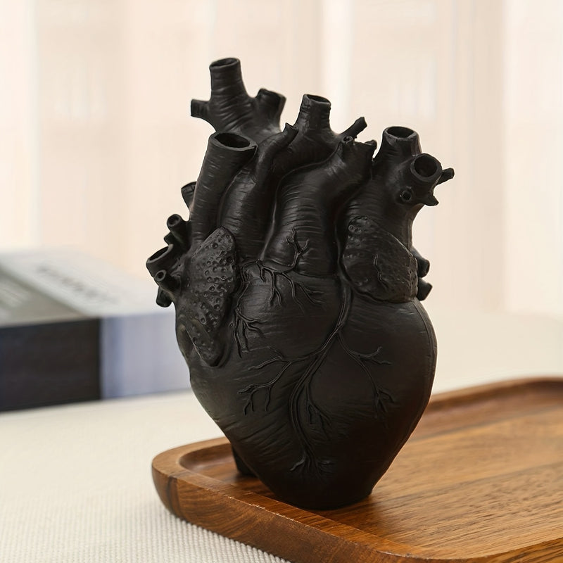 1pc Adornos de resina en forma de corazón, para escritorios y salas de estar, incluyendo jarrones de flores y arreglos de flores secas para mesas de comedor, jarrones de flores de resina para escritorios