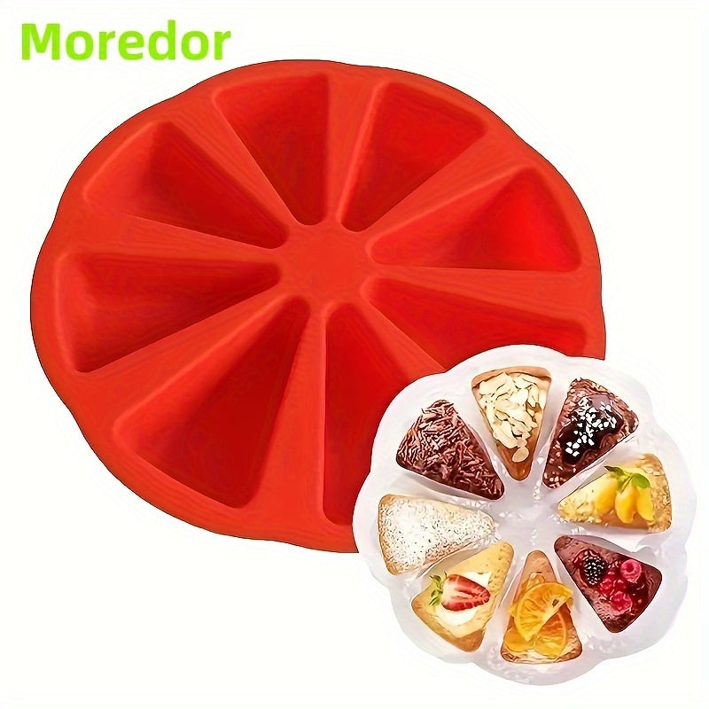 1pc Molde de Silicona, Molde de Horneado de Silicona Antiadherente Fácil de Desmoldar, Molde de Pastel de Porción con 8 Ranuras Triangulares para Brownies, Muffins, Cheesecake, Pan de Maíz, Herramientas Manuales de Cocina para Horno