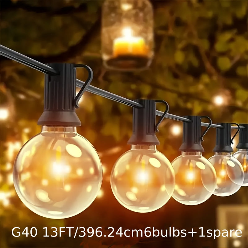 100ft/50ft/25ft/13ft Bombilla Esférica LED G40, Luces de Cadena para Patio Exterior, con 48/24/12/6 (1/2 Bombillas de Repuesto Gratis, Enchufe US), Conectables, Bombilla Edison Irrompible para Patio Exterior, Luces Colgantes para Biergarten en el Patio T